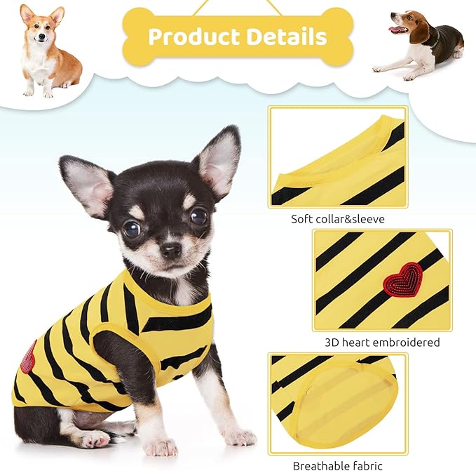 Pet Dog Striped T-Shirt Dogs Cats Cotton Vest Spring Summer Pet Apparel Tee - Image 2