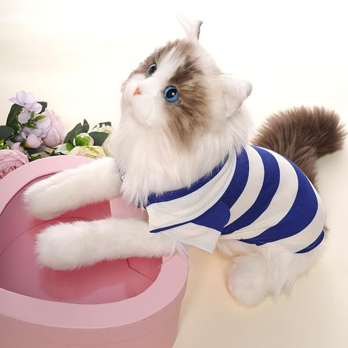 Dog Shirt Polo Shirt Striped Collar Puppy Clothes Summer Button Up Pet Clothes - Image 5