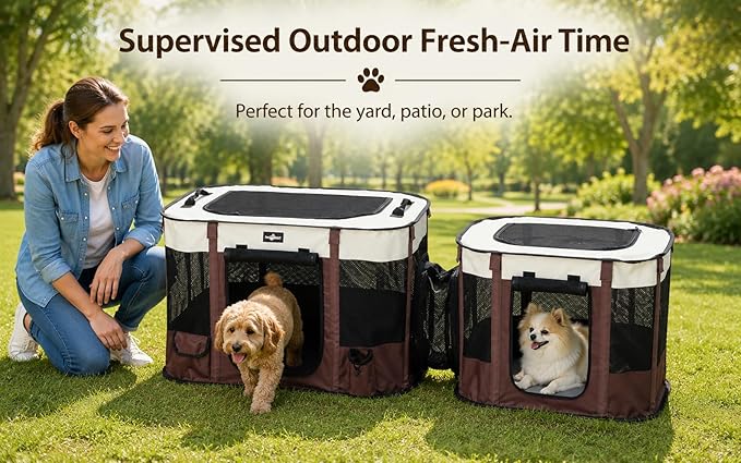 Paw Ballet 2-in-1 Foldable Pet Playpen, Portable Dog Cat Kennel Tent - Image 4