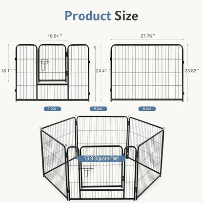 DUMOS Dog Playpen Indoor, Metal 24 Inch 6 Panels Foldable Pet Fence - Image 5