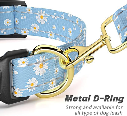Reflective Dog Collar for Medium Dogs, Cute Daisy Theme Adjustable Heavy-Duty - Image 5