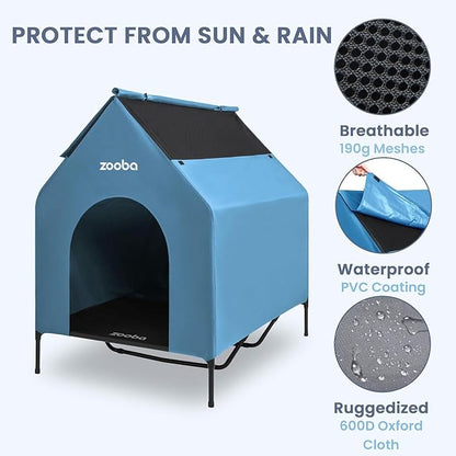 Zooba 48" XL Outdoor Dog House – Weatherproof Elevated Pet Shelter, Breathable - Image 9