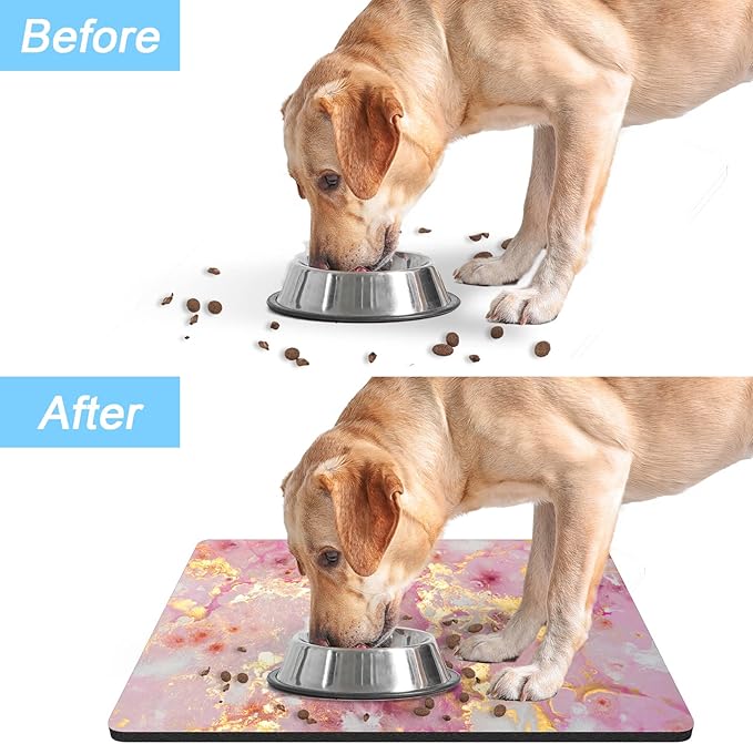Rnivvi Dog Food Mat, Cute Anti-Slip Rubber Pet Feeding Rug Protect Floors - Image 6