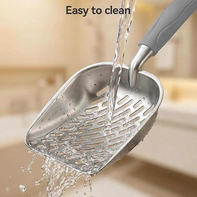 Cat Litter Scoop, Large Long Handle Kitty Metal Scooper, Heavy Duty Aluminum - Image 6