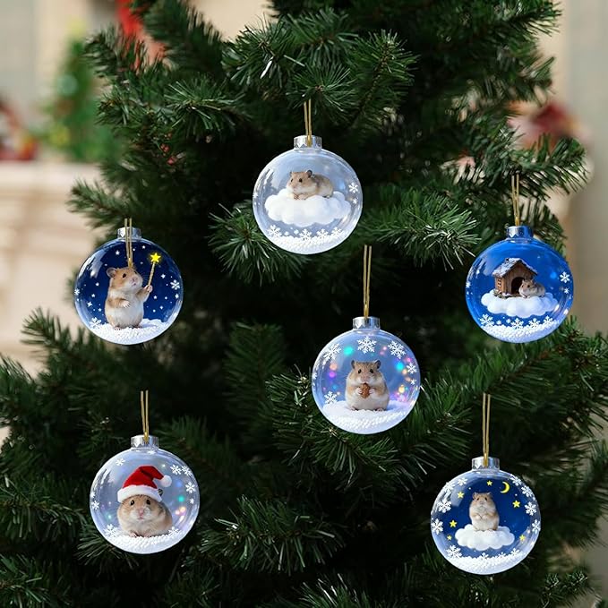 6 Pcs Hamster Christmas Ornament Decor Flat 2D Acrylic Small Animal Christmas - Image 6