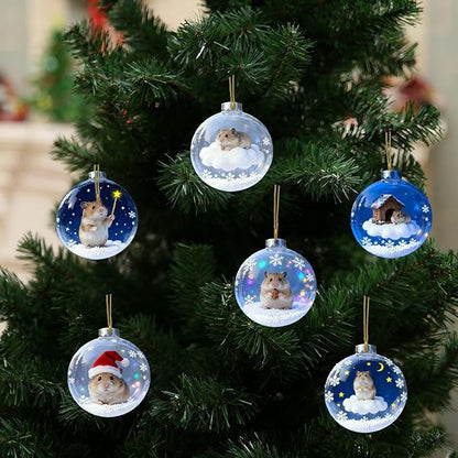 6 Pcs Hamster Christmas Ornament Decor Flat 2D Acrylic Small Animal Christmas - Image 6