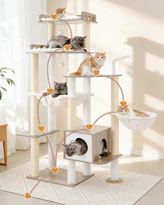 Heybly Cat Tree, 70.5 Inch Wood Tall Cat Tower - Image 7