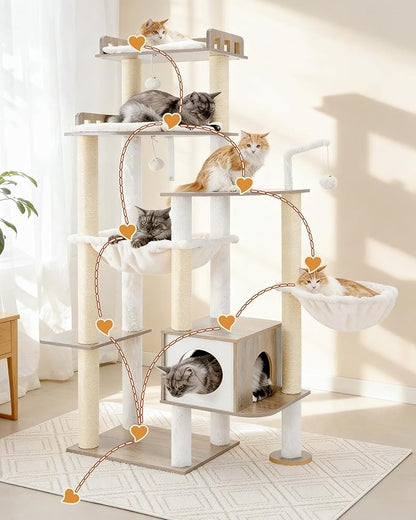 Heybly Cat Tree, 70.5 Inch Wood Tall Cat Tower - Image 7
