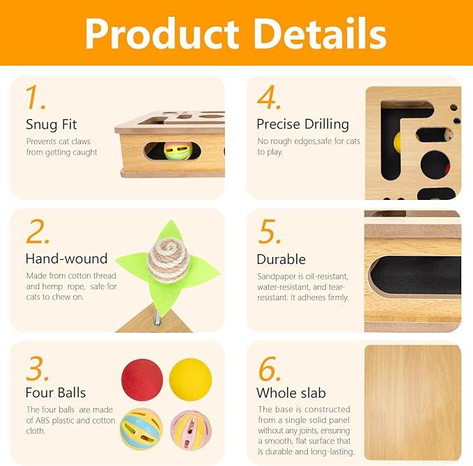 Cat Scratch Puzzle Enrichment Box, Cat Nail File Enrichment Box, No Assembly - Image 4