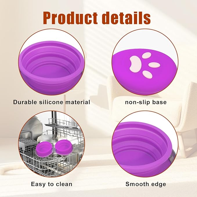Collapsible Dog Bowls, 2-in-1 Silicone Pet Food and Water Bowl - Image 6