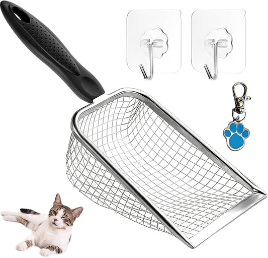 Cat Litter Scoop, Stainless Steel Cats Sturdy Mesh Scooper Kitty Metal Scooper by itPlus