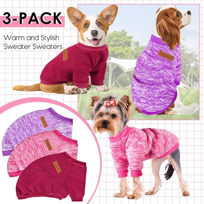 3 Pack Dog Sweaters for Small Dogs Girl Boy Winter Fleece Clothes Warm Soft Dog - Image 6