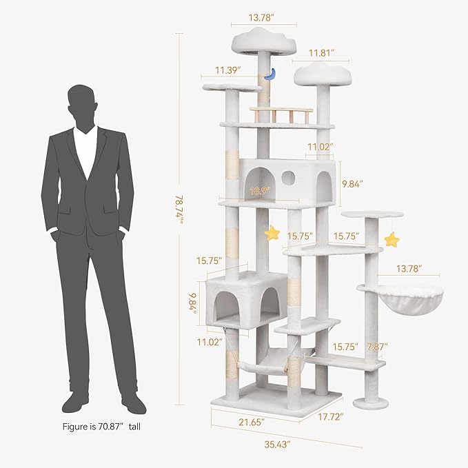 Meecal 79in Tall Cat Tower for Heavy Duty Big Cats, Large Cat Tree - Image 3