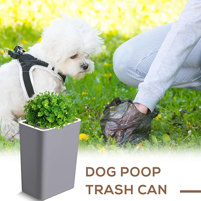 Jingmore Dog Poop Trash Can Outside 3.96 Gal/15 L Plant Styled Dog Waste Trash - Image 5
