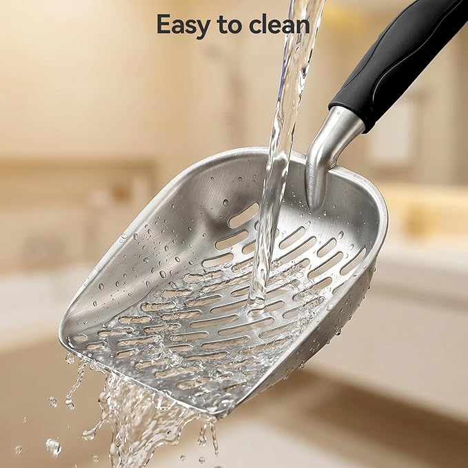 Cat Litter Scoop, Large Long Handle Kitty Metal Scooper, Heavy Duty Aluminum - Image 6