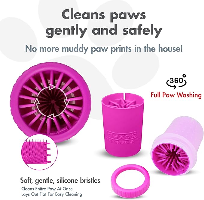 Dexas MudBuster Portable Dog Paw Cleaner, Fuchsia - Image 2