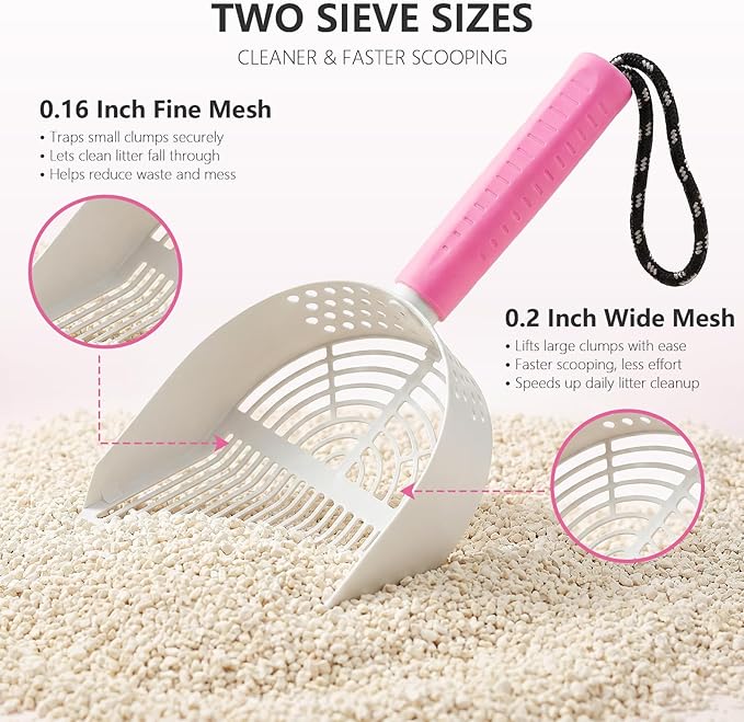 Cat Litter Scoop with Holder, 3 in 1 Metal Kitty Scooper, Heavy Duty Deep - Image 3
