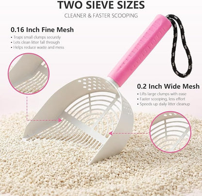 Cat Litter Scoop with Holder, 3 in 1 Metal Kitty Scooper, Heavy Duty Deep - Image 3