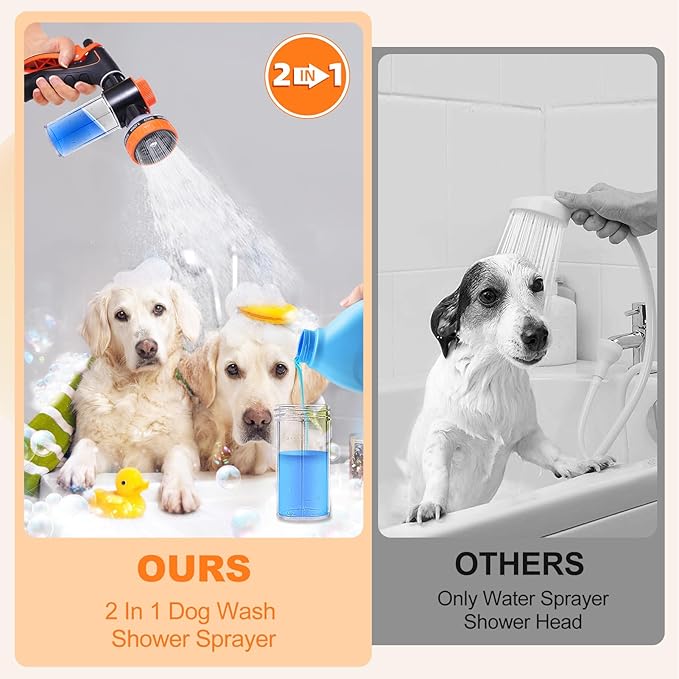 Dog Shower Attachment with Metal 3-Way Shower Diverter & 6.6FT Shower Hose - Image 4