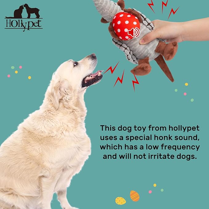 Hollypet Plush Dog Squeaky Toy Stuffed Armadillo Animal Pet Puppy Chew Toys - Image 5