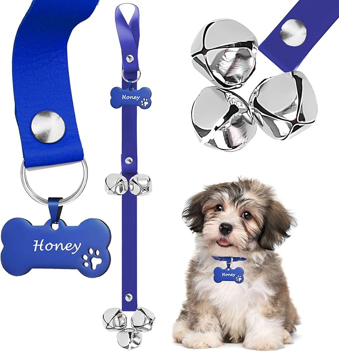Leather Dog Bells, Puppy Potty Training Bell Dog Doorbell Potty Train Dog Bell by KEXIAVA