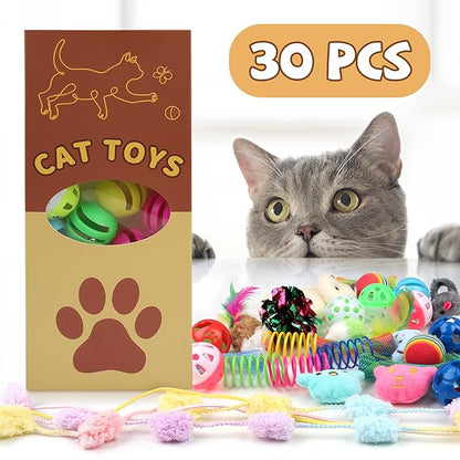 QUOZUO 30 Pcs Cat Toy Kitten Toys Set, Interactive Cat Toy Wand Cat Springs - Image 7