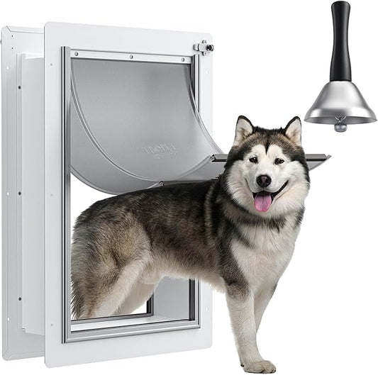 Pet Door for Wall with Secure Aluminum Lock, Steel Frame and Telescoping Tunnel by TBCPET