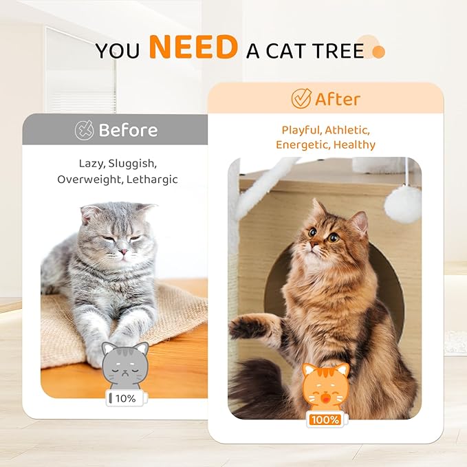 VINGLI Cat Tree Tower with Litter Box, Cat Tower wih Scratching Posts, Houses - Image 7