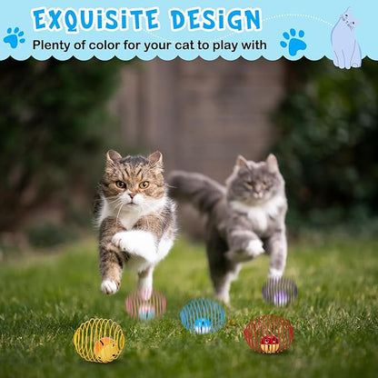 Jecery 5 Pcs Cat Spring Balls Toys Stretchable Rolling Balls Colorful Playful - Image 4