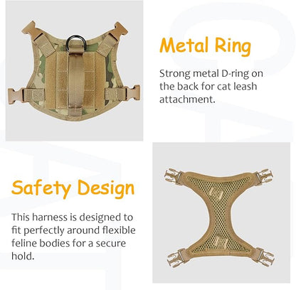 Tactical Cat Harness for Walking, Adjustable Escape Proof Pet Vest for Large Cat - Image 4
