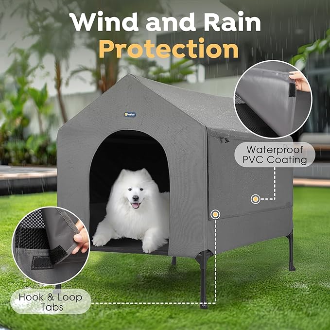 Veehoo 35" Dog House, 2-in-1 Large Dog House Outdoor Indoor Weatherproof - Image 3