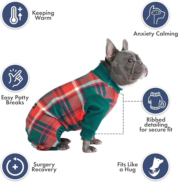 Spark Paws Dog Christmas Pajama, Dog Recovery Suit Male, Ultra-Soft and 4-Way - Image 4
