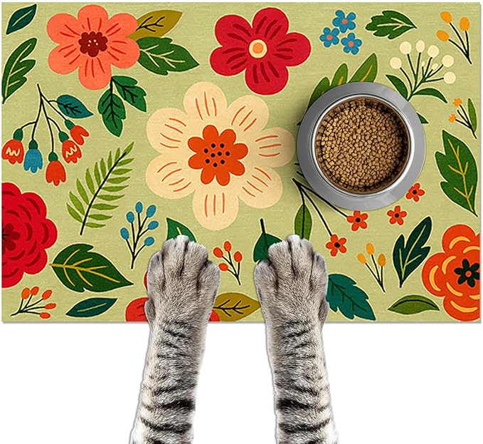 HOMETITUTE Pet Food Mat Spill-Proof Cat Mat by HOMETITUTE