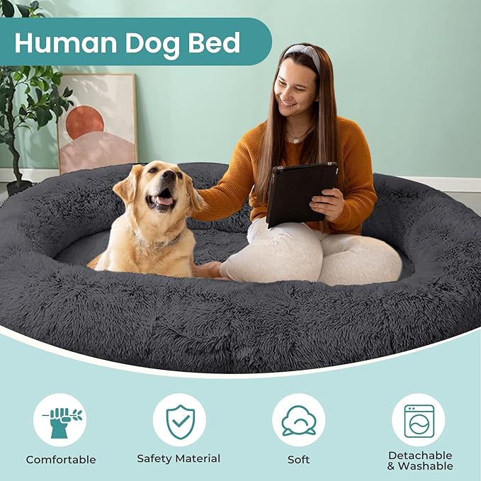 JOLLYVOGUE Human Dog Bed for Adults and Pets, Ultra-Soft Plush Giant Dog Bed - Image 2