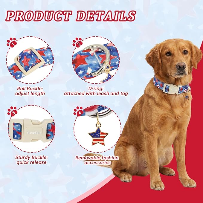Independence Day Dog Collar, Summer of Patriotism Celebration Dog Collars - Image 2