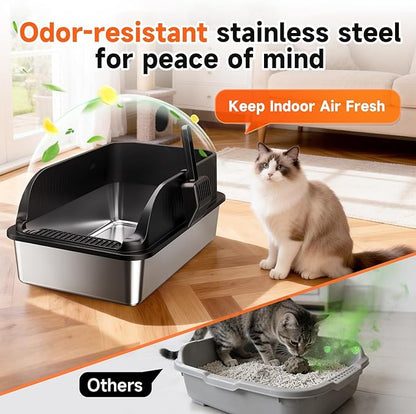 Stainless Steel Litter Box, XL Metal Litter Box - Image 3