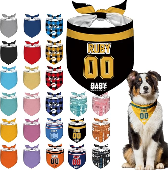 Custom Dog Bandana Personalized Puppy Bandana Customized Name Neckwear Bandanas by Aolun