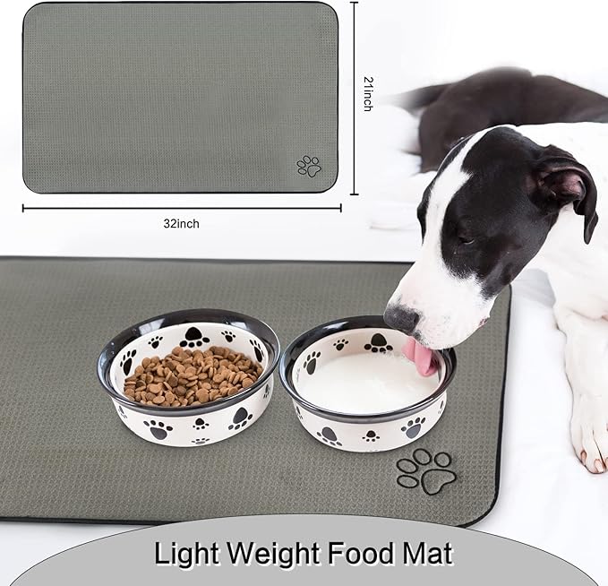 SINLAND Microfiber Extra-Large Pet Food Mat Dish Drying Mat Dog Feeding Mats - Image 2