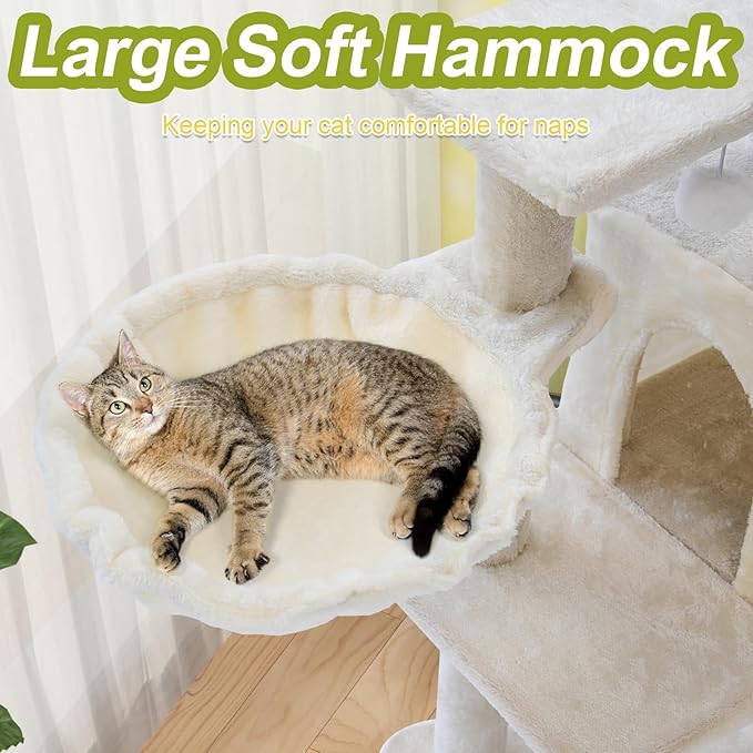 Cat Tree Tower with Metal Frame Hammock, Cat Towers with Scratching Post - Image 6