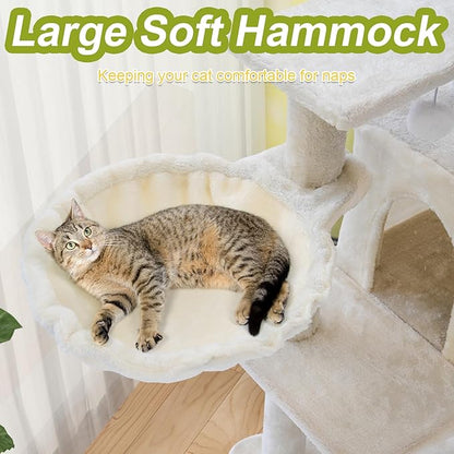 Cat Tree Tower with Metal Frame Hammock, Cat Towers with Scratching Post - Image 6