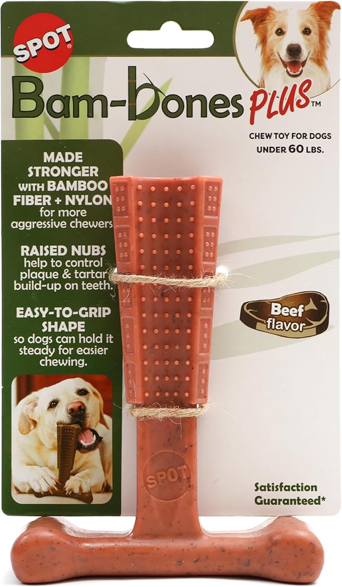SPOT Bam-Bones Plus T Bone – Bamboo Fiber & Nylon Dog Chew Toy - Image 2