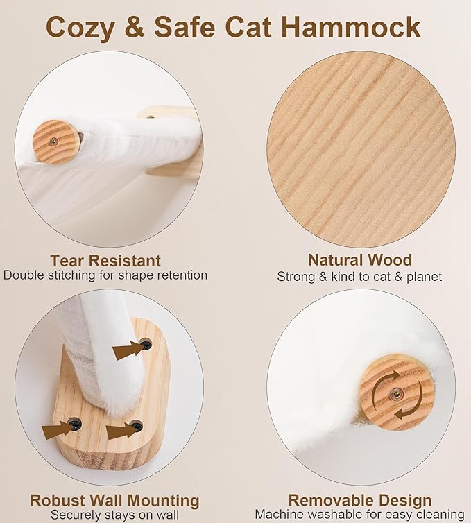 Cat Wall Hammock Set of 3, Wall Shelves - Image 4