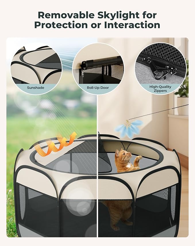 Cat Playpen, 2-Room Foldable Dog Playpen - Image 5