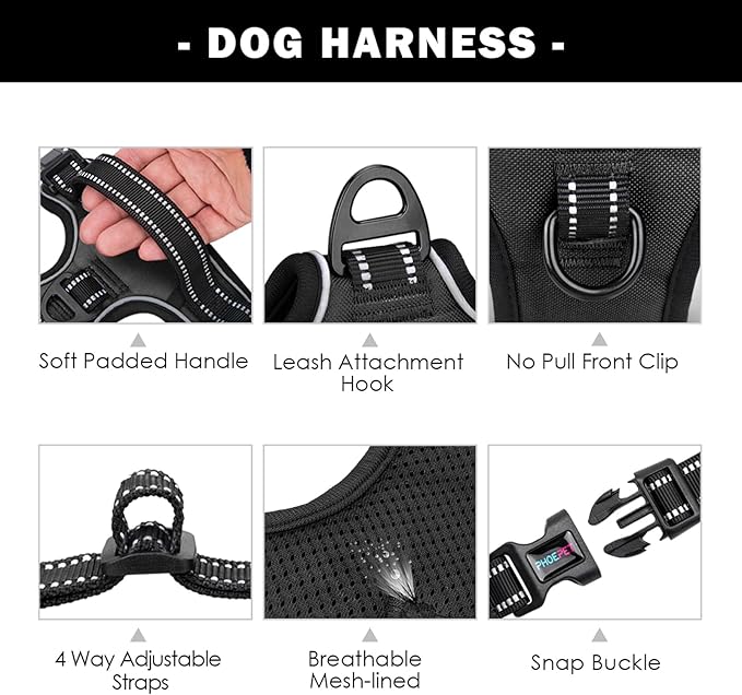 PHOEPET Reflective Dog Harness Large Breed Adjustable No Pull Vest - Image 4