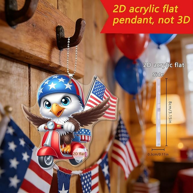 4 Pcs 4th of July Ornaments for Tree Independence Day 2D Acrylic Patriotic - Image 2