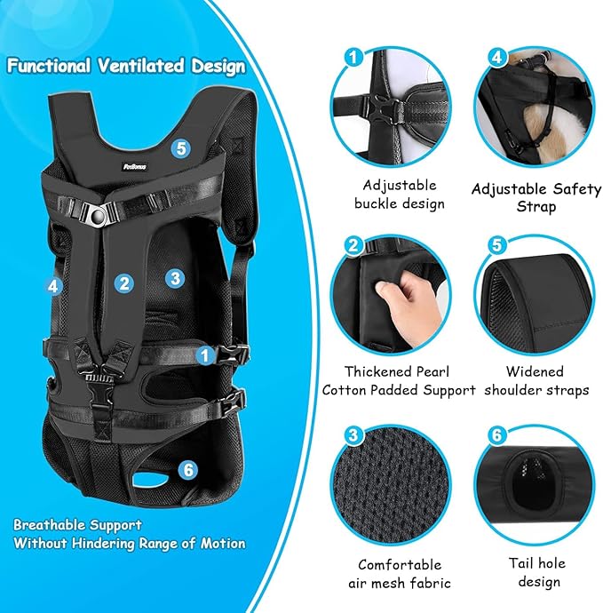 PetBonus Pet Front Dog Carrier Backpacks, Adjustable Pet Backpack, Legs Out - Image 2