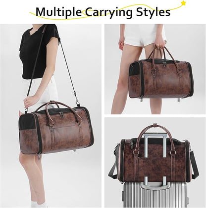 Stylish Leather Pet Carrier for Small Dogs and Cats Up to 15 lbs, Airline - Image 5
