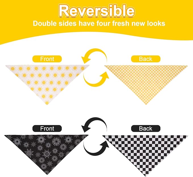 Summer Dog Bandanas Yellow Black Small 2PCS, Spring Scarf, Durable Triangle - Image 4