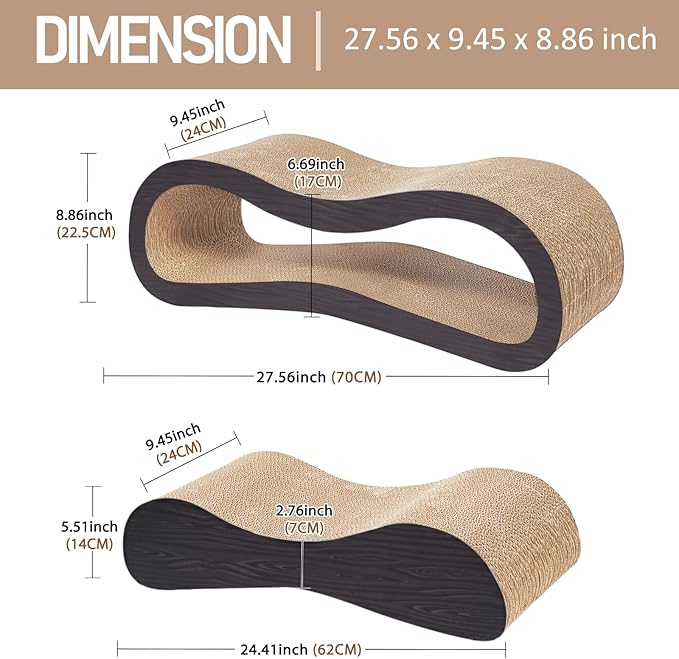 Simple Delxue 2 in 1 Large Cardboard Cat Scratcher Lounger，Cat Scratching Board - Image 2