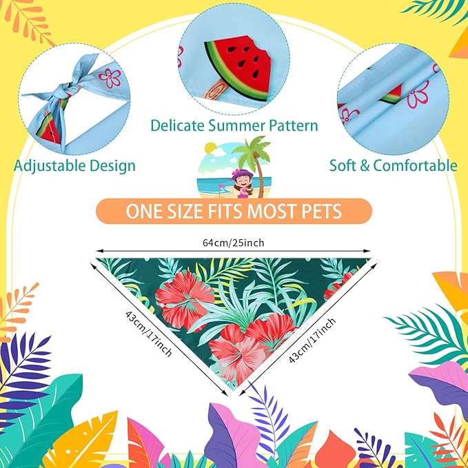 Huhumy 150 Pcs Hawaiian Dog Bandanas Bulk Pet Bibs Colorful Triangle Scarf Pet - Image 2